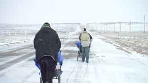 Walking on a New Mexico road on New Year's Day — just after winter storm Goliath hit the area.
