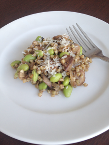 Buckwheat Risotto with Mushrooms and Edamame
