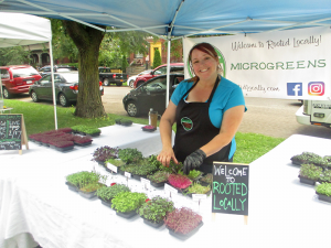 Lisa Brocato, owner of Rooted Locally, at her stand at Elmwood Village Farmer's Market.