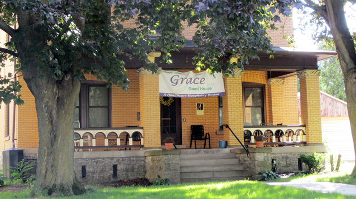Grace Guest House exterior. The facility, at 2315 Seneca St., is an easy walk through the park to Mercy Hospital. It will give people a place to stay for a nominal fee each night, and allow people to stay close and care for their loved ones.
