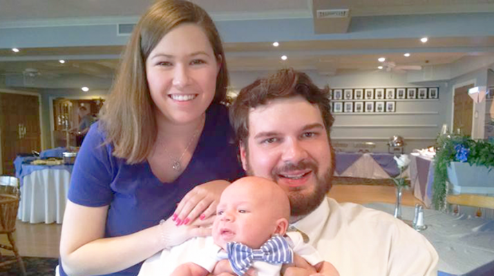 The writer, Julie Halm, holding son Tripp, the day he was brought home from the Millard Fillmore Suburban hospital March 27.