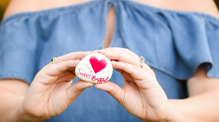 A rock designed by Sweet Buffalo Rocks, a nonprofit organization in Buffalo that produces painted rocks to brighten the days of people who come in contact with them.