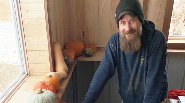 Scott Monaghan, a worker at Native Offerings Farm in Little Valley, Cattaraugus County.