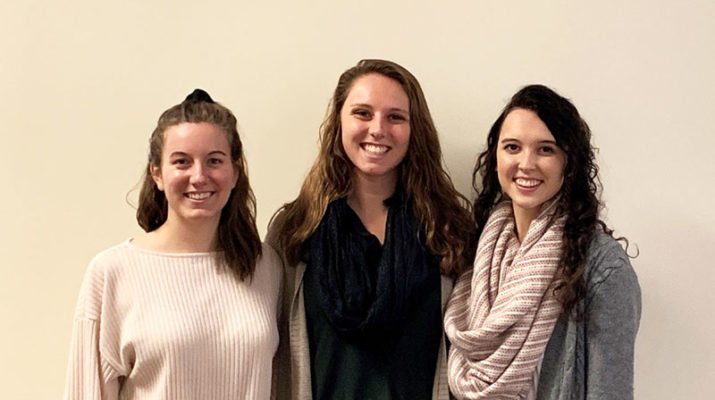Daemen students Brook Bittner, from left, Rachel Shopene and Elizabeth Galleher placed first place in a national competition sponsored by the American Physical Therapy Association.