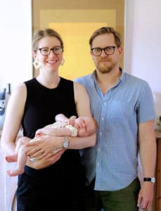 Emma and husband Julian holding their daughter Veronica Valentina, who was born May 3. “I was worried that we wouldn’t have help if we needed it, like if I’d had any complications,” says Emma.