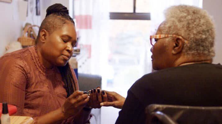 Image from the “Today Was A Good Day” documentary. Image features Caregiver KaTania Brown and her mother, Bessie.